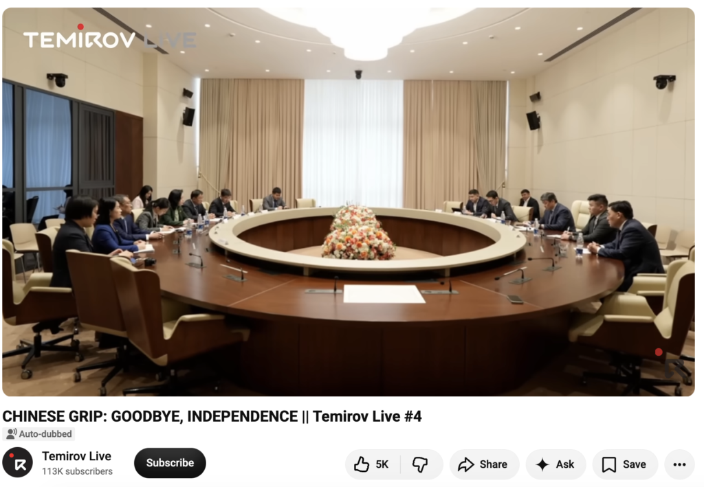 Temorov's video analyzing the relationship between China and Kyrgyzstan. SOURCE: Screenshot from YouTube.